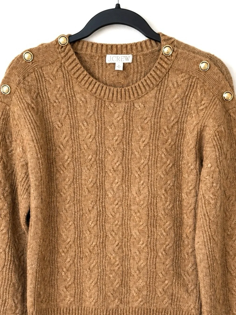J.Crew Cable-Knit Shoulder-Button Sweater in Supersoft Yarn Size S